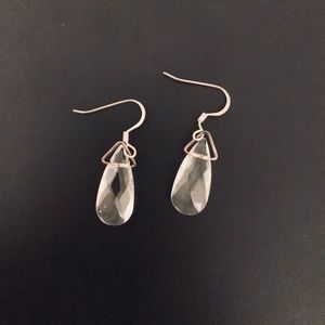Handmade White Crystal Dangling Earrings